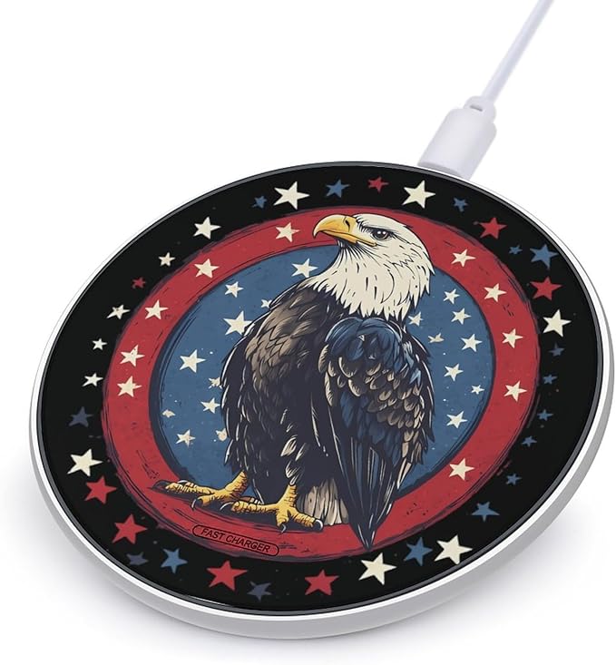United States Bald Eagle1 4th of July Phone Charger Magnetic Charging Pad Anti-Slip with USB Cable