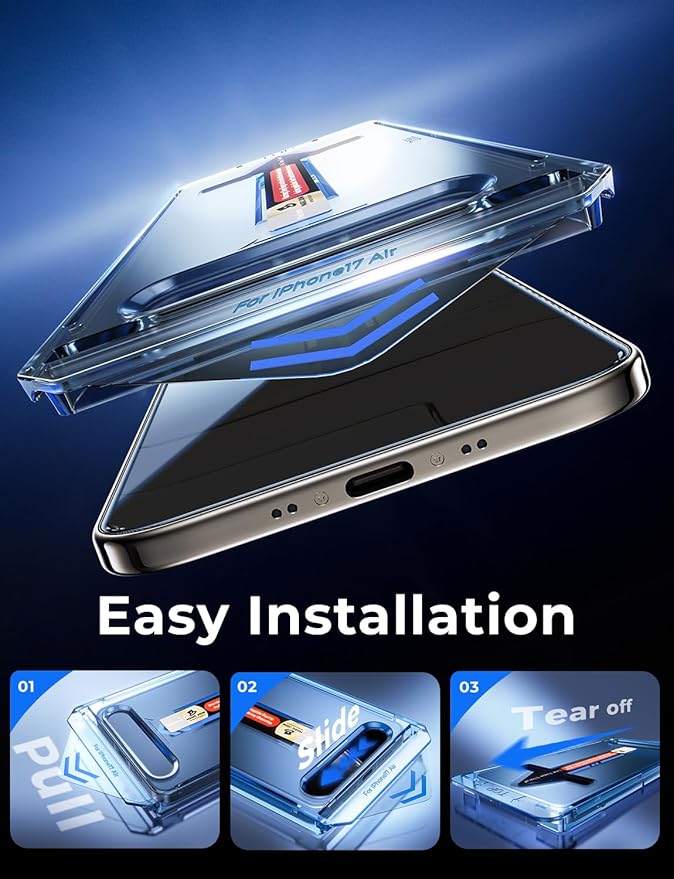 MAGIC JOHN 2 Pack for iPhone Air 6.5 inch Privacy Glass Screen Protector Auto Dust-Elimination Bubble Free Easy Installation