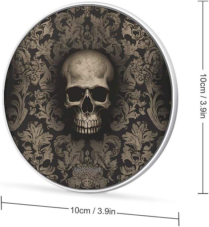 Gothic Wallpaper Skull Wireless Charger Fast Wireless Charging Pad with USB Cable 10W Anti-Slip Magnetic Wireless Charger Portable Slim Charger Puck Travel Charging Station