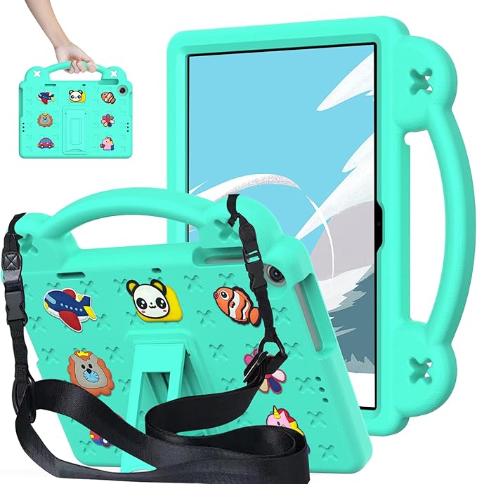 Compatible with Lenovo Tab M10(3rd Gen) 10.1(2022)/Huawei MatePad T 10s 10.1/MatePad T 10 9.7/MatePad SE 10.1(2022)/Honor Pad X8/Pad X8 Lite Tablet Case Strap for Girl Kid Gift - Mint Green