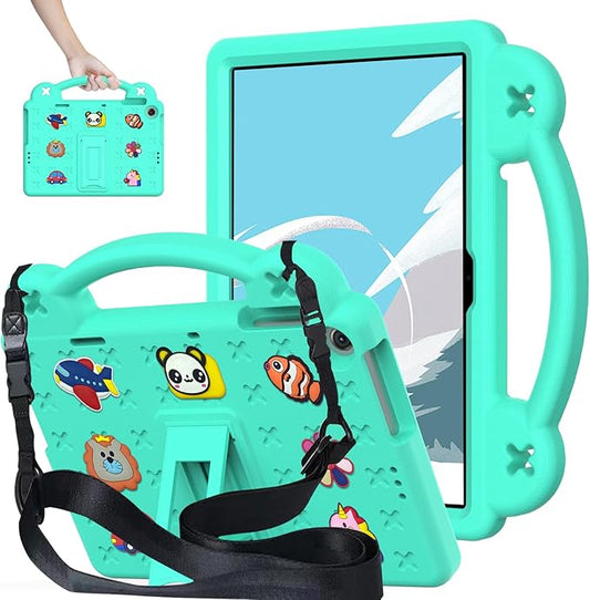 Compatible with Lenovo Tab M10(3rd Gen) 10.1(2022)/Huawei MatePad T 10s 10.1/MatePad T 10 9.7/MatePad SE 10.1(2022)/Honor Pad X8/Pad X8 Lite Tablet Case Strap for Girl Kid Gift - Mint Green