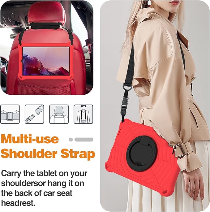 Compatible with Lenovo Tab M9 9.0 inch (TB-310FU) 2023 Case Tablet for Kids Light Weight EVA Rugged Shockproof Full Cover 360 Rotating Handle Stand Case (Red)