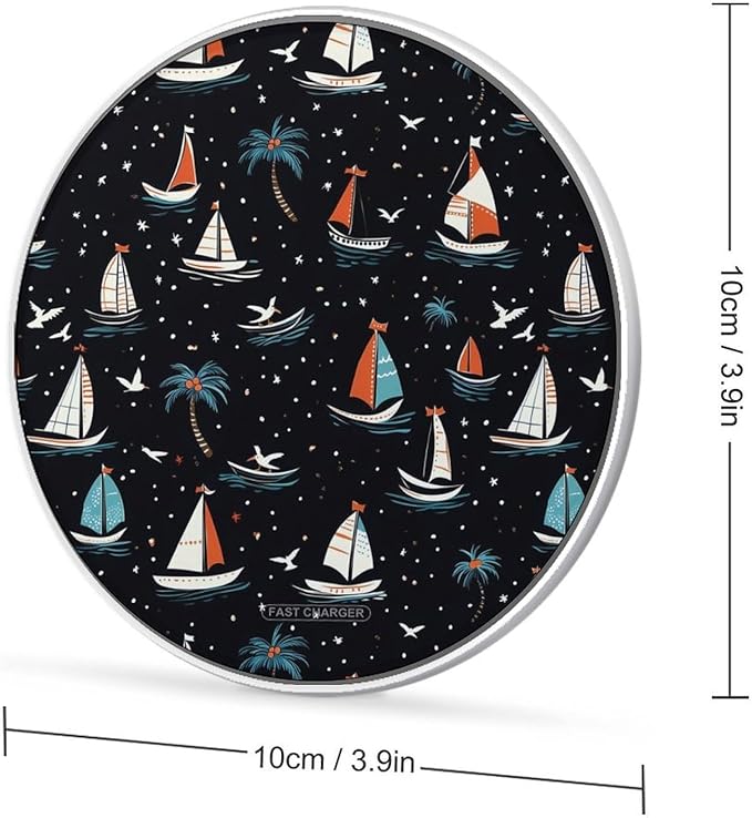 Funny Sailboat Wireless Charger Anti-Slip Wireless Charging Pad Slim Charger Mat for Men Women