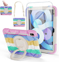 case for iPad (A16) 11th Generation 11 Inch (2025)iPad 10th Generation 10.9 Inch(2022)with[Tempered Glass Screen Protector] [Pencil Holder] 360° Rotating Handle Stand (Rainbow)