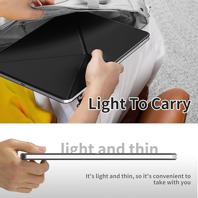 for iPad A16 Case iPad 11th/10th Generation Case (2025/2022) Removable Magnetic Cover Ultra Slim Shockproof Adjustable Portrait/Landscape Stand with Raised Screen View Auto Sleep/Wake Black