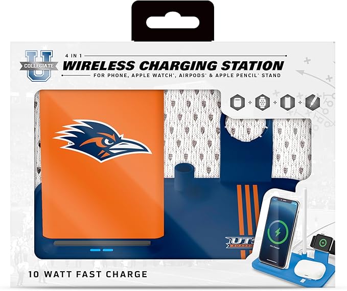 SOAR NCAA 4-in-1 Wireless Charging Docking Station: Fast Charge for iPhone Apple Watch Air Pods &amp Apple Pencil