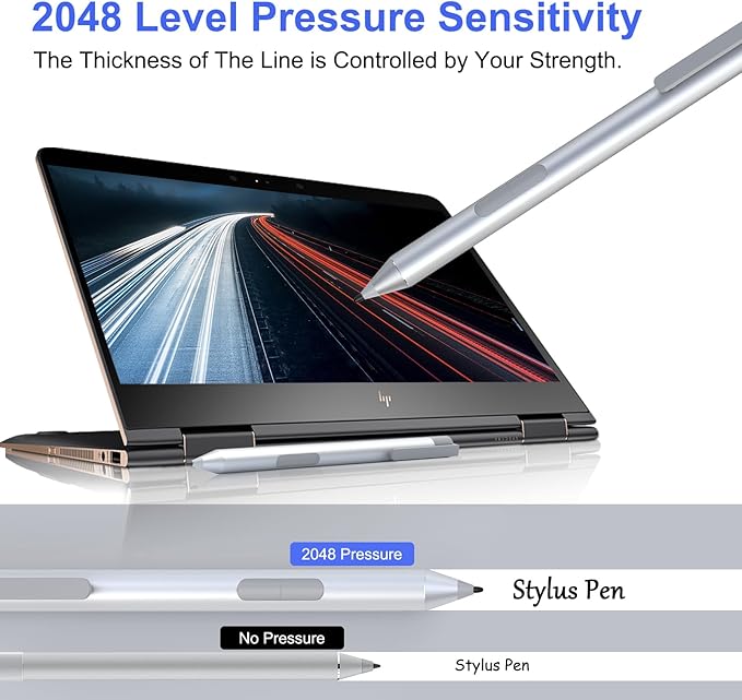 Stylus Pen for HP EliteBook x360 G6/G5/G4/G3/G2 HP Elite x2 G4/1013 G3/1012 G2/1012 G1 HP ProBook G1/G2 HP Pavilion x2 12-b0xx/b1xx HP Spectre x2 12-a0xx AES 1.0 Aactive PencilSilver