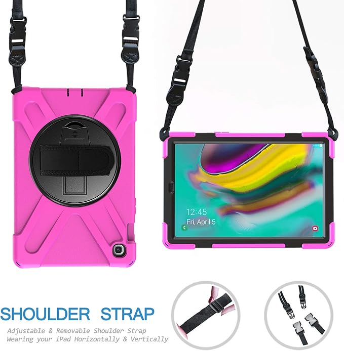 JZ 360 Degrees Kickstand Case Compatible with Samsung Galaxy Tab S4 10.5 (SM-T830T835T837) Stand Case Cover with Wrist Strap and Shoulder Strap - Blue