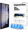 3 Pack Galaxy S23 Ultra Screen Protector Tempered Glass 3D Curved Edge 100% Fingerprint Unlocking Scratch &amp Impact Protection HD Clear &amp Smooth Touch for Samsung S23 Ultra