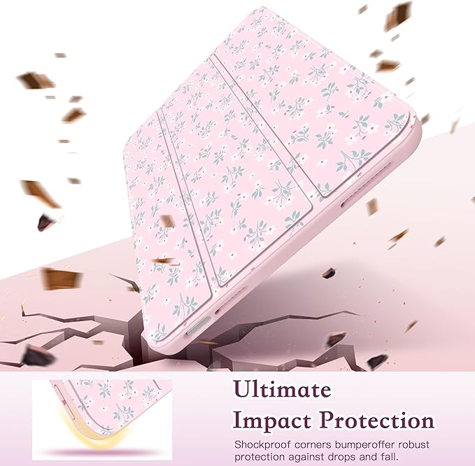 CISSOOK Compatible with iPad 11 Inch 2025 (A16) Case / 10.9 inch iPad 10th 2022 with Apple Pencil Holder Auto Wake/Sleep White Ditsy Floral Protective Cover