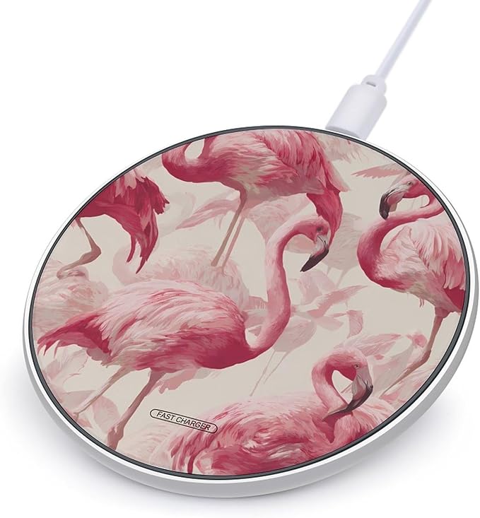 Flamingos Standing Fast Portable Charger 10W Funny Graphic Phone Charging Pad with USB Cable