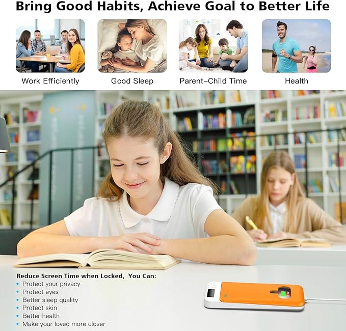 ySky Phone Lock Box with TimerPortable Timed Phone Lock Box for iPhone and Android Phones Self-Control Timer Phone Locker to Help KidsStudents Focus Back(Orange)