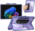 CoBak Rugged Case for Microsoft Surface Pro 12 2025 Shockproof Protective Cover with Hand Strap Multi-Angle Kickstand Built-in Stylus Holder Compatible with Type Cover Keyboard Clear Violet