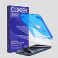 COKER 2PACK Tempered Glass Screen Protector Designed for iPhone 15 Pro Max Rounded Edge 9H Hardness Shatterproof Anti-Scratch Anti-Fingerprint Touch Sensitive Easy Installation
