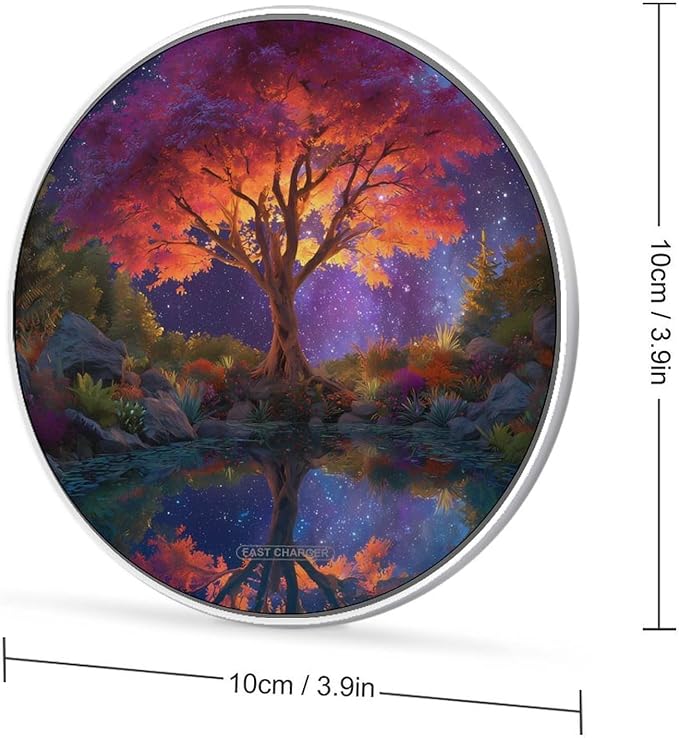 Spaces Galaxy Tree Landscape Fast Portable Charger 10W Funny Graphic Phone Charging Pad with USB Cable