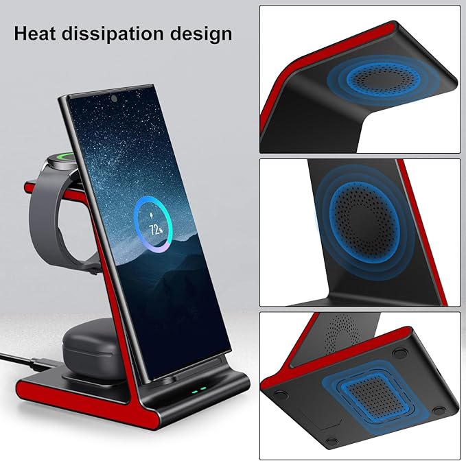 Wireless Charger for Samsung S25 Ultra Charging Station for Galaxy S25/S25 Edge/S24 Ultra/S24+/S24/S23/S22/Note 20/Z Flip 7/Fold 7 for Galaxy Watch 8/8 Classic/Ultra/7/6 Galaxy Buds 2 Pro/Pro