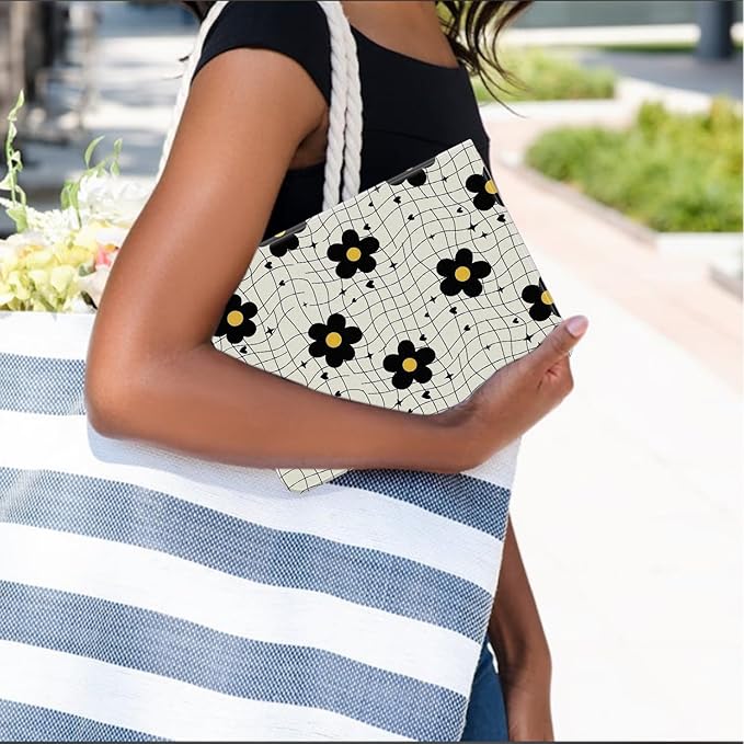Cute Case for iPad Air 13 (M3) 2025/(M2) 2024/iPad Pro 12.9 2022/2021Abstract Line Flower Textured Folio Case with Pencil Holder Multi-Angle View Adjustable Stand Auto Wake/Sleep for Women