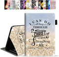 Case for All-New Amazon Kindle Fire 7 Tablet (7 12th Generation 2022 Release) Latest Model - PU Leather Folio Case with Smart Auto Wake/Sleep Rainbow Glitter Quote Bible Verse Phil 4:13