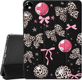 JOYLAND Bow Leopard Print for iPad 10th Generation Case 10.9 inch/iPad (A16) 11th Generation 11 Inch 2025 with Pencil Holder-Trifold Stand Protective Cover with Soft TPU BackBlack