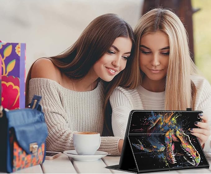 Case for Amazon Fire HD 10 Tablet (9th/7th/5th Generation2019/2017/2015 Release) Multi-Angle Smart Stand Cover Auto Sleep/Wake for Fire 10.1 InchWatercolor Dinosaur