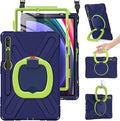 BRAECN Case for Samsung Galaxy Tab S10+/S9 FE+/S9+/S8+/S7 FE/S7+ 12.4” Rugged Silicone Cover w/S Pen Holder Screen Protector Handle Grip/Stand Shoulder Strap for Galaxy Tab S9 FE Plus Navy Green