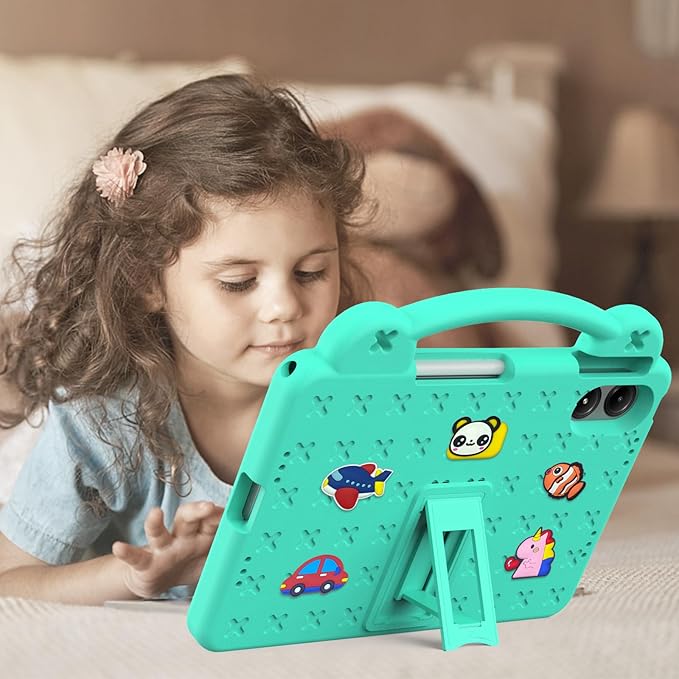 Compatible with Apple iPad Pro 12.9(2018/2020/2021/2022)/Pro 13(2024)/Air 13(2024) Tablet Case Lightweight Shockproof Protective Case with Shoulder Strap &amp Stand Handle &amp Pen Tray Mint Green