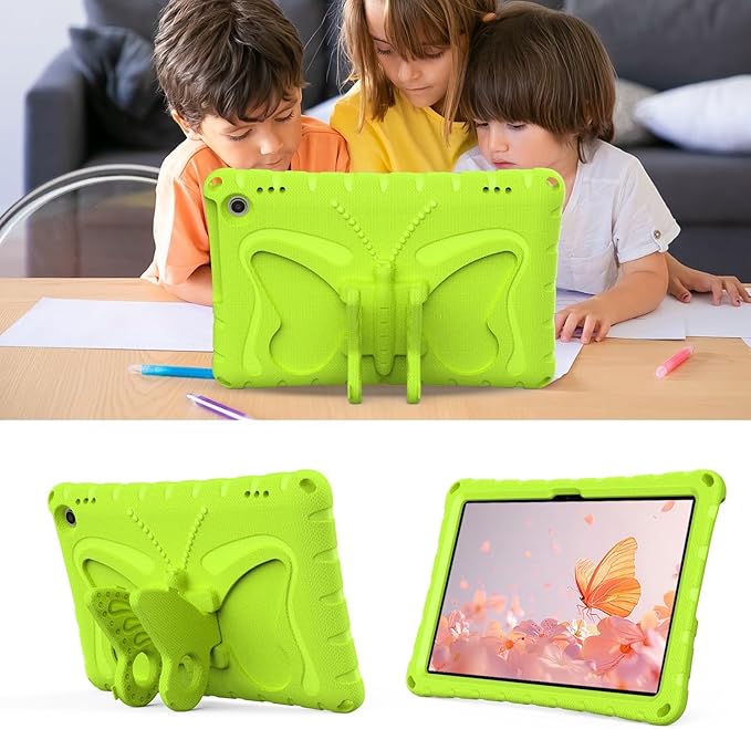 Kids Case Compatible with Kindle Fire HD 10 Tablet (13th/11th Generation 2023/2021 Release) Lightweight Shockproof Case EVA Foam Cover with Shoulder Strap &amp Stand Cover for Boys Girls(Grass Green
