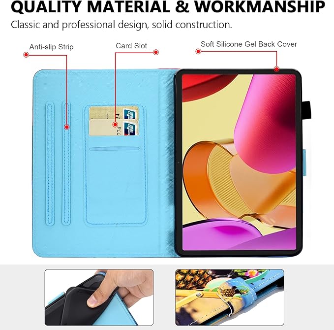Case for Amazon Fire Max 11 13th Generation (2023) Techcircle Folio Stand PU Leather Magnetic Smart Wallet Soft Cover Protective Case with Pen Holder+Card Slots Auto Wake/Sleep Pineapple Sunbath
