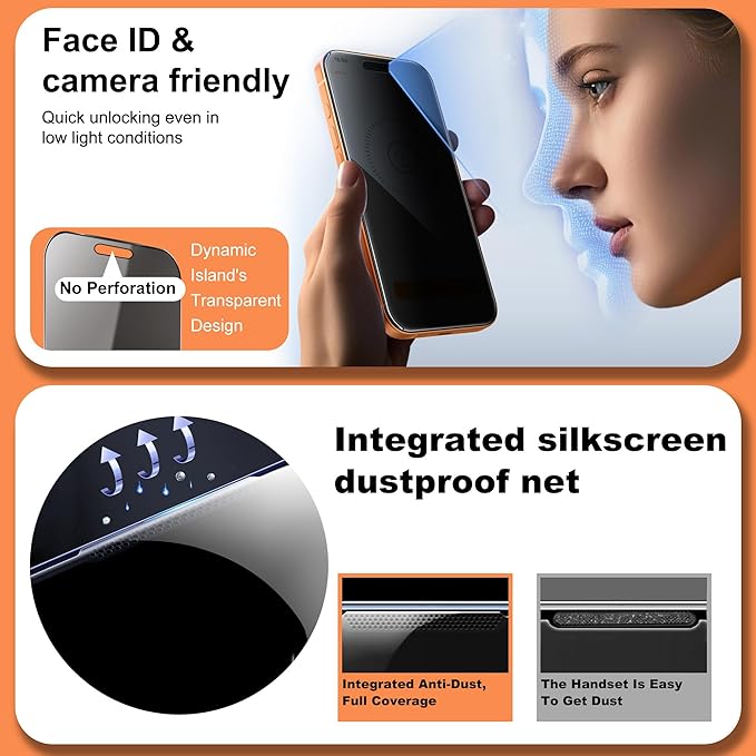 360° 4 Way Privacy Screen Protector for iPhone 17 Pro [2 Pack] Anti-Spy Tempered Glass 9H Hardness Shatterproof 3D Curved Edges Case-Friendly Bubble-Free Easy Installation