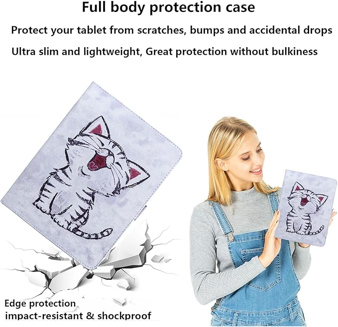 for iPad Air 11 inch Case M3 2025/M2 2024 &amp iPad Air 5th/4th Gen 10.9 &amp iPad Pro 11 inch Case 4th/3rd/2nd/1st Gen with Pencil Holder/Stand/Hand StrapAuto Wake/Sleep Cute Red-Billed Cat