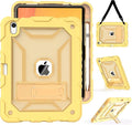 TIMISM Case for iPad (A16) 11th/10th Generation(2025/2022) with Shoulder Strap Kickstand and Pencil Holder Translucent Hard PC Back Cover Heavy Duty Shockproof Rugged Protective Case Yellow