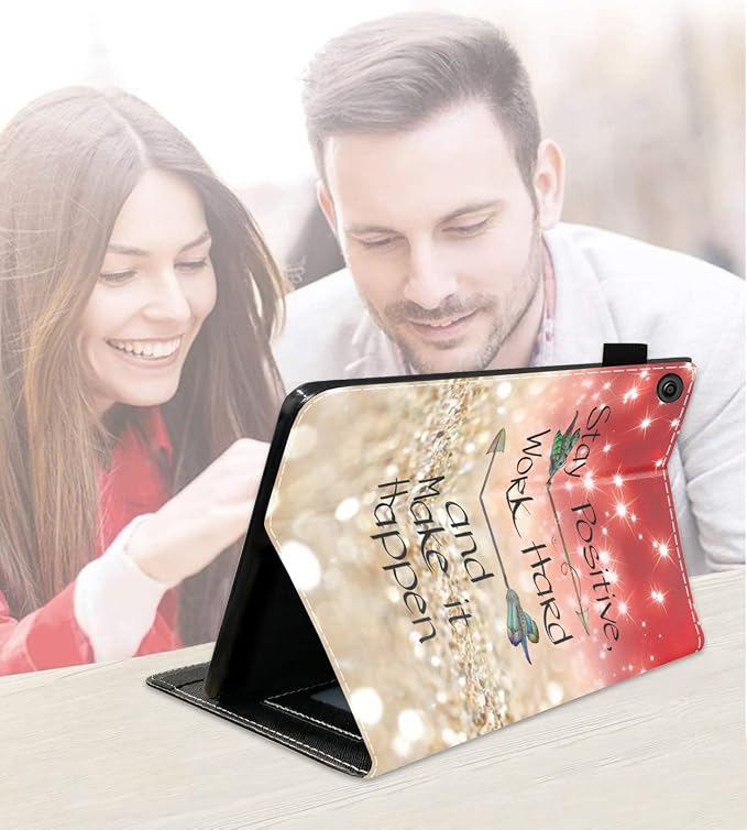 Red Glitter Quote Stay Positive Work Hard and Make It Happen