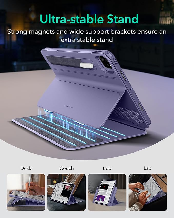 ESR for iPad Pro 12.9 Case (6th/5th Generation 2022/2021) Removable Magnetic Cover Adjustable Portrait/Landscape Stand with Raised Display View 9 Standing Angles Shift Series Purple