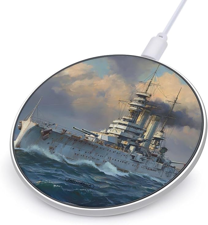 German Sailing Ship Fast Portable Charger 10W Funny Graphic Phone Charging Pad with USB Cable