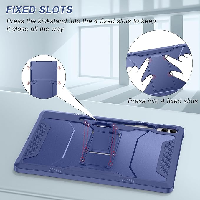 Soke Case for Samsung Galaxy Tab S9 Plus/S9 FE+ 2023 with Built-in Screen Protector &amp Kickstand Rugged Full Body Protective Cover for Galaxy Tablet 12.4 InchNavy