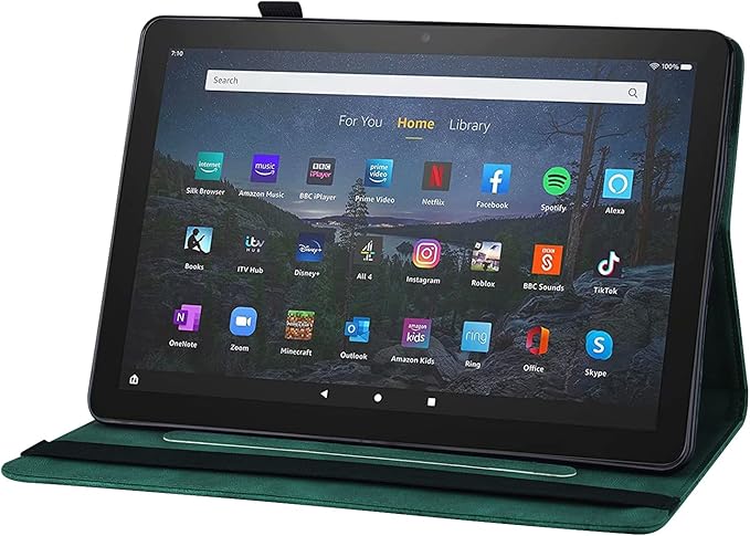 for Amazon Kindle Fire HD 10 &amp HD 10 Plus Case 13th/11th Generation 10.1 inch (2023/2021) Folio Stand Embossed PU Leather Wallet Cover with Pencil Holder/Card Pockes Green Flower Butterfly