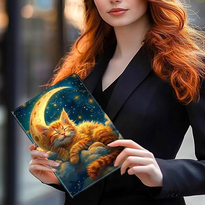 Case for Amazon Kindle Fire HD 10 and Fire HD 10 Plus 10.1 Tablet Case (13th/11th Generation 2023/2021 Release) Slim Fit PU Leather Cover with Auto Sleep/Wake - Cat Sleeps On Moon