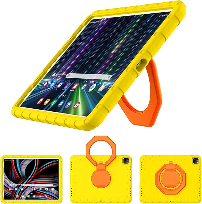 for iPad Pro 12.9 Case 3rd 4th 5th 6th Generation with Pencil Holder &amp 360° Rotating Handle Stand New Cute Rugged Cover for iPad Pro 12.9 inch 2022/2021/2020/2018 - Yellow