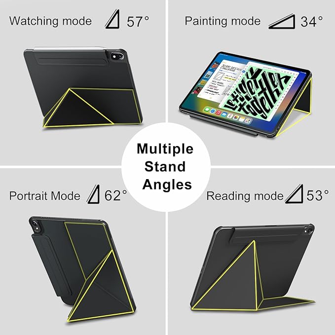 for iPad A16 11th Generation Case(11 Inch 2025)iPad 10th (10.9 2022) Slim Powerful Magnetic Case4 Standibg AnglesVertical Stand Coverwith Auto Wake/Sleep and with Pencil Holder (Black)