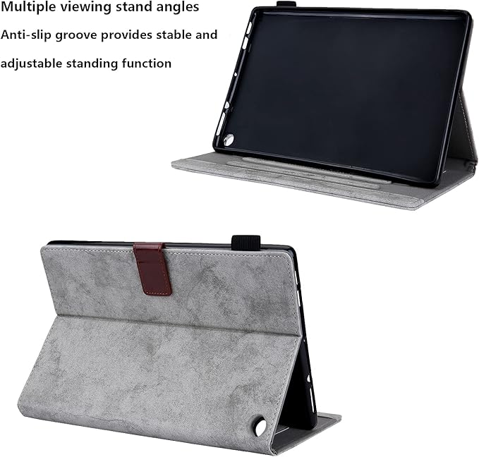 for Amazon Kindle Fire HD 10 &amp Fire HD 10 Plus Tablet Case 13th/11th Generation 10.1 inch (2023/2021) Stand PU Leather Magnetic Wallet Cover with Pencil Holder/Pockets [Auto Wake/Sleep] Gray