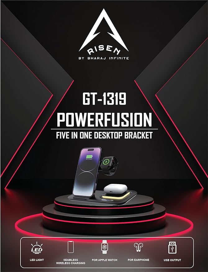 15W Fast Wireless Charging Station: 3 in 1 Charger Stand Multiple Devices for 17 16 15 14 Pro Max - i Watch 11 10 9 8 7 6 5 4 3 SE and Ultra Series - Air pods 4 3 2 Pro
