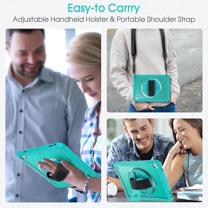 BRAECNstock Case for iPad 6th/5th Generation 9.7 inch 2018/2017ipad Air 2nd Generation &amp Pro 9.7 inch Cover for Kids with Pencil HolderScreen Protector360°Rotating Hand Strap&ampKickstand-Ligh