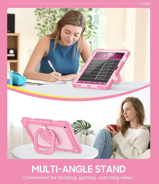 Cantis Case for Samsung Galaxy Tab A11 Plus 11 Inch 2026 (SM-X230/X236/X238) Shockproof Case for Tab A11+ with Screen Protector/Rotating Stand/Pen Holder/Shoulder Strap Pink+LP+Pink