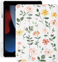Cute Floral Leaves for iPad Air 11 Inch Case 7th/6th Generation (M3/M2) 2025 2024 with Pencil Holder Auto Sleep/Wake Leather Soft TPU Back Cover