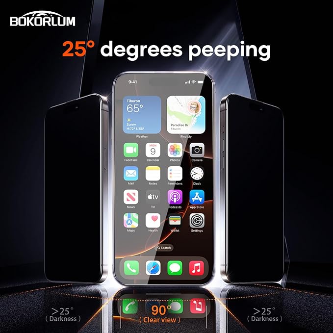 Privacy Screen Protector for iPhone 17 ProTempered GlassMatteMilitary Grade Shatterproof9H+ HardnessFull CoverageAuto Dust RemovalNo BubblesultrathinEasy Installation(2 Pack) (privacy 17Pro)
