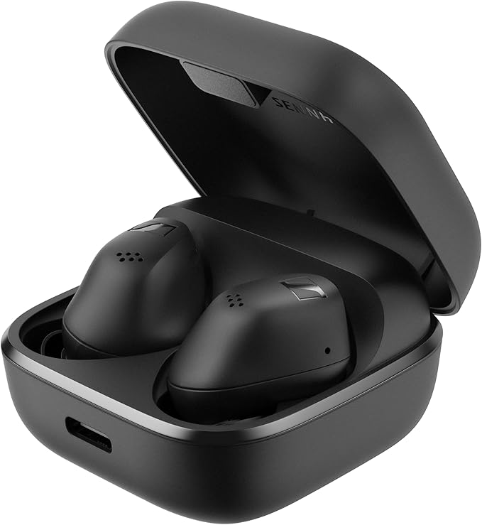 Sennheiser ACCENTUM True Wireless Earbuds - Crystal-Clear Sound with Hybrid ANC Ergonomic Design 28-Hour Battery Life Touch Interface Black