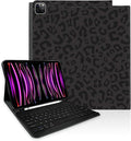 TopPerfekt for iPad Pro 11 4th/3rd/2nd/1st Gen (2022/2021/2020/2018) Keyboard Case Magnetically Absorbent Auto Sleep/Wake Support 2nd Gen Pencil Wireless Charge with Pencil Holder - Black Leopard