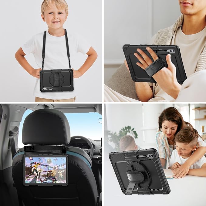 Herize Case Compatible with Samsung Galaxy Tab S10/S9/S8 Ultra 14.6 Inch with Screen Protector Pen Holder | Shockproof Cover W/Stand Shoulder Strap Hand Strap