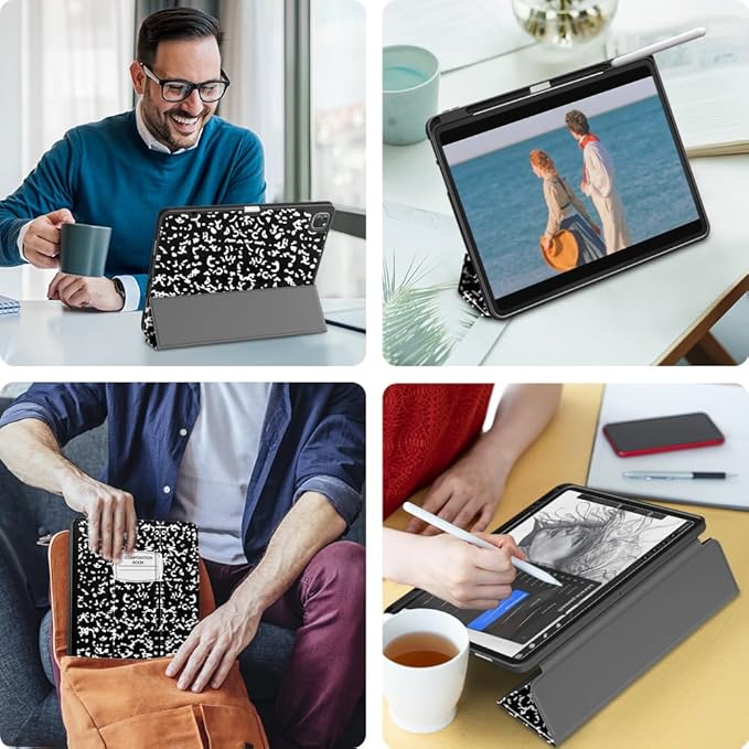 DTTO for iPad Air 13 Inch Case M4/M3/M2 2026/2025/2024 iPad Pro 12.9 Inch Case (6th/5th/4th/3rd Gen) Smart Slim Trifold Stand Soft Cover with Pencil Holder Book
