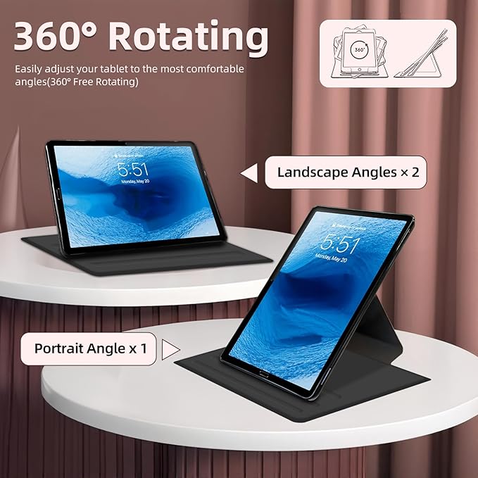 for iPad 10th Generation Case 360 Degree Rotating Stand Cover Multi Angle Viewing Auto Sleep/Wake Shelf Filled with Books Leather Case for iPad (A16) 11th Generation 11 Inch 2025